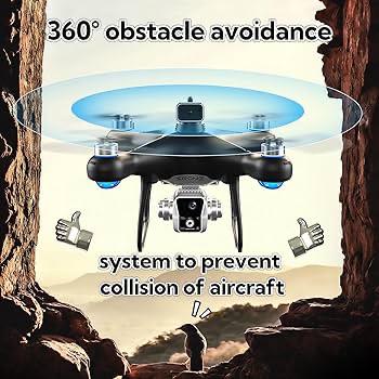 KY102 Drone with Screen Controller with SD card, Brushless Motor, Optical Flow Localization, Active Obstacle Avoidance, 2 batteries, One Key Take Off/Landing. (2 batteries - Black)