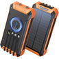 Solar Power Bank 36000mAh, Qi Wireless Solar Charger Built in 4 Cables, IPX4 Waterproof Battery Pack with 3 Input & 6 Output, LED Flashlight/Carabiner, suitable for Hiking Camping Adventure(Orange)