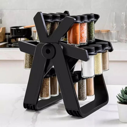 Spice Rack Organizer with 18 Glass Spice Jars