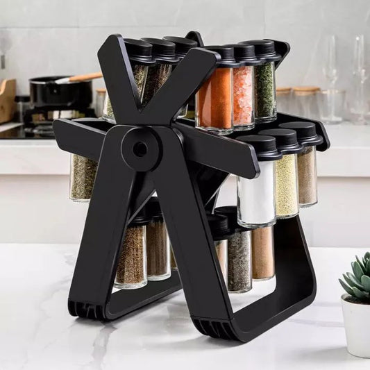 Spice Rack Organizer with 18 Glass Spice Jars