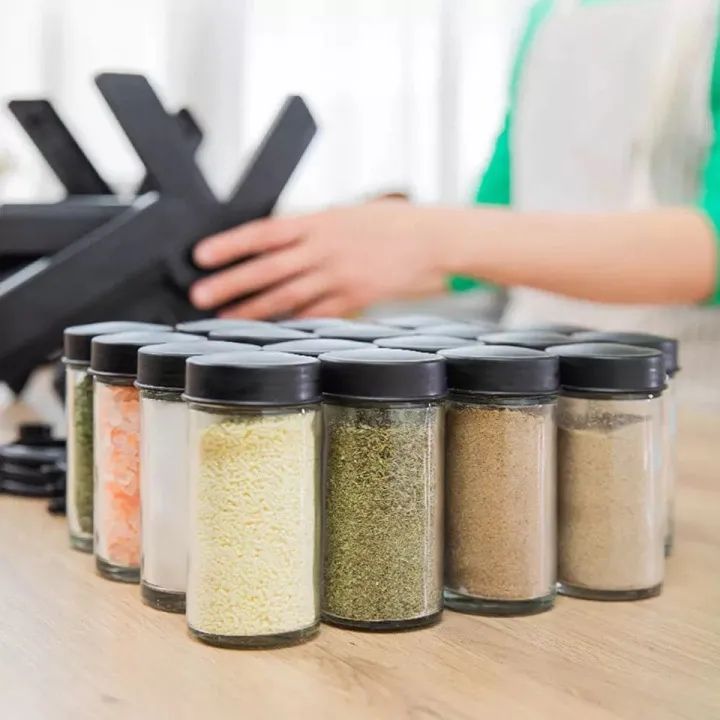 Spice Rack Organizer with 18 Glass Spice Jars