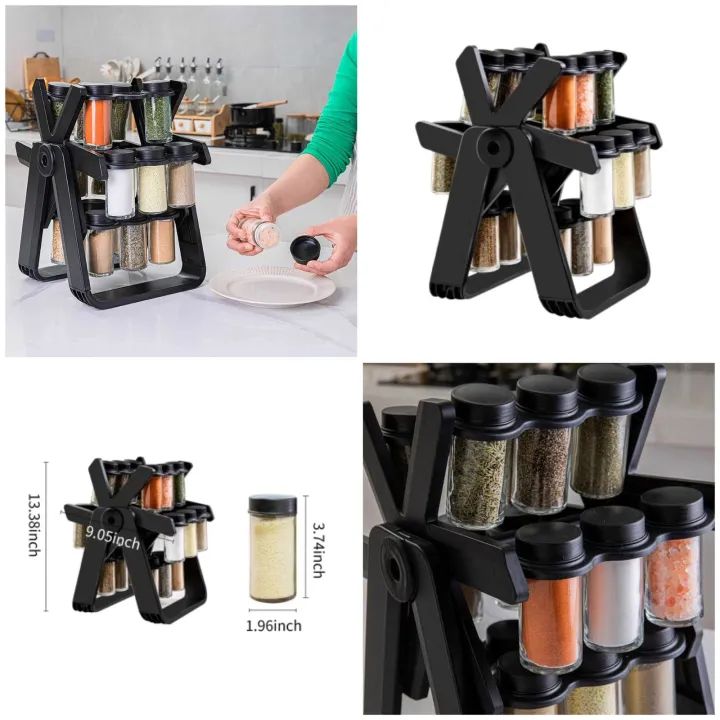Spice Rack Organizer with 18 Glass Spice Jars