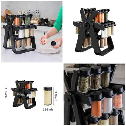 Spice Rack Organizer with 18 Glass Spice Jars
